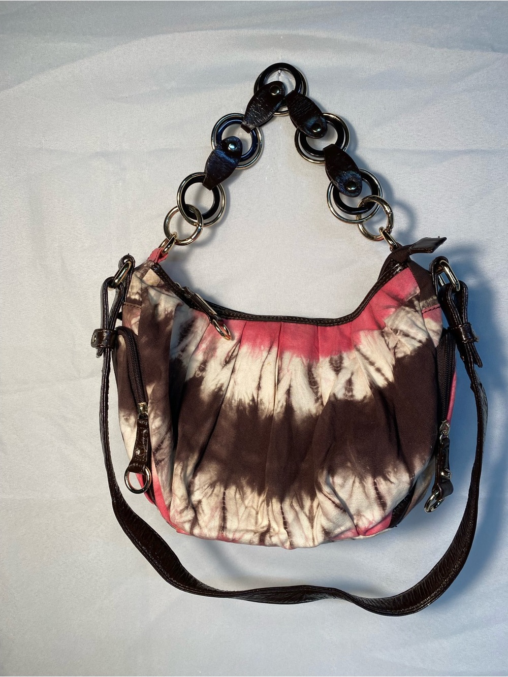Y2K Jessica Simpson Hobo Tie-Dye Bag in Brown and Pink